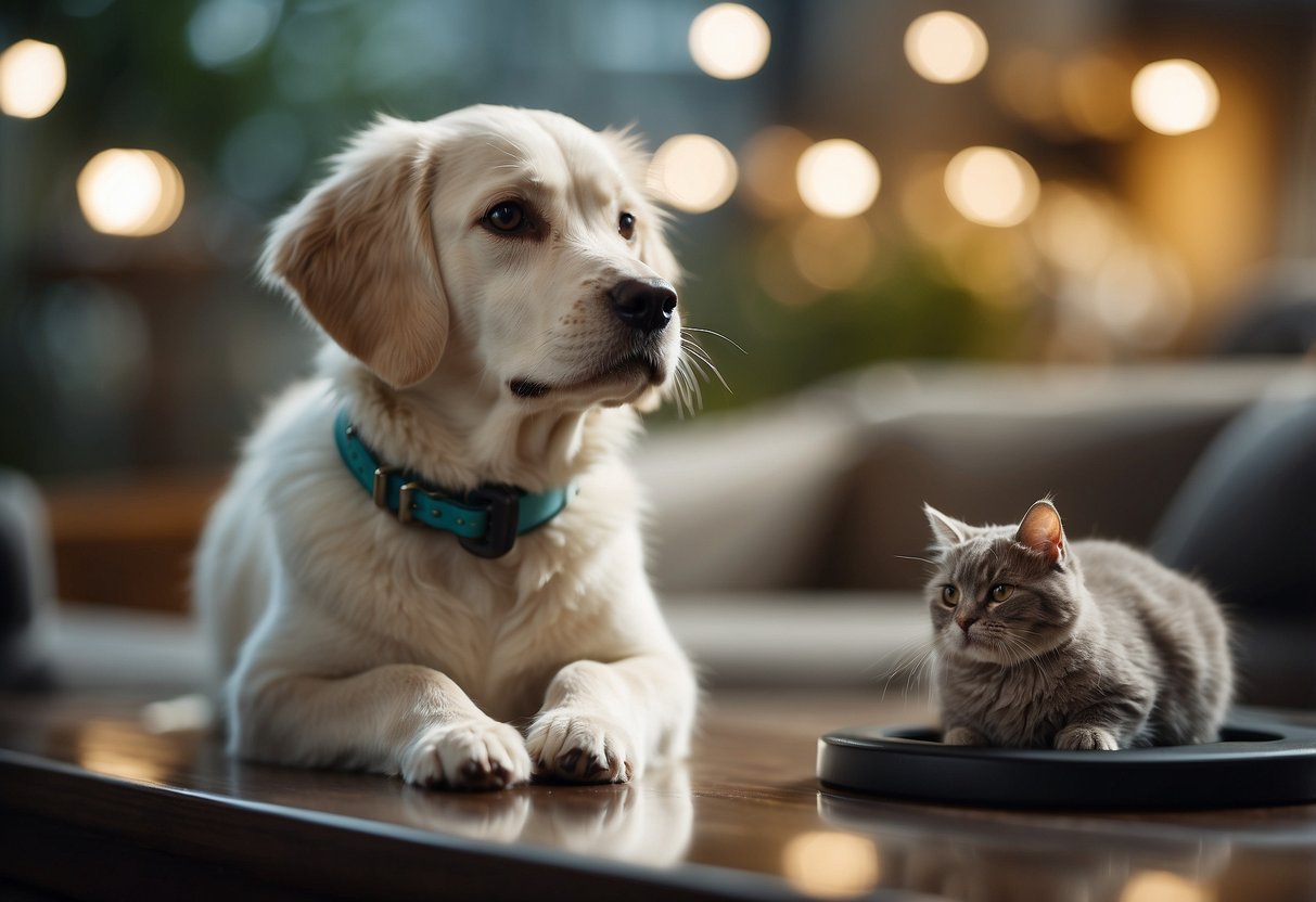 A variety of pets, such as a dog, cat, and rabbit, sit next to different pet insurance options, each with varying coverage and prices